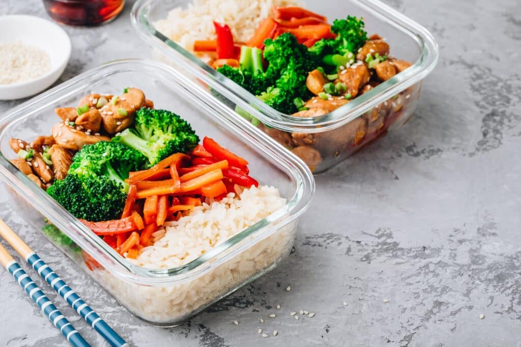 Food prepped meals for strength training